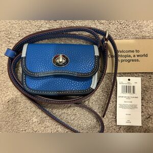 Coachtopia Wavy Wallet w/Crossbody Strap in Blue Multicolor
